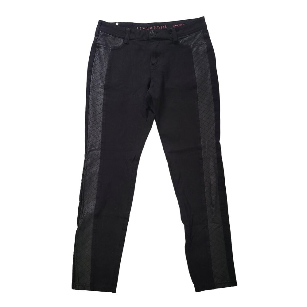Liverpool Size 8/29 Madonna Legging Faux Leather Side-Stripe Stretchy Mid-Rise